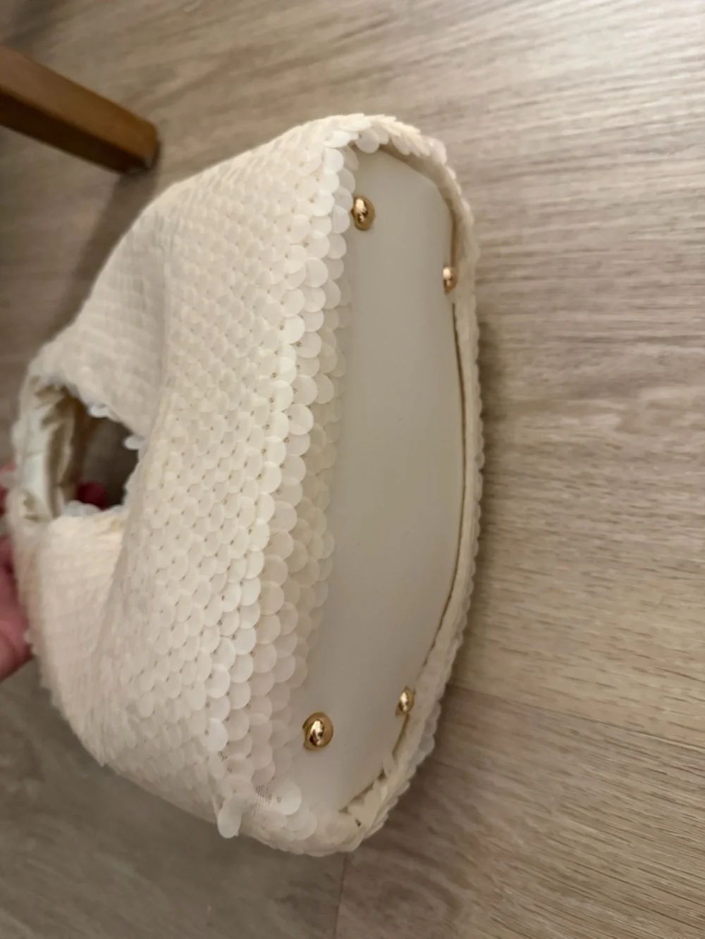 Dolce Vita Cream Sequin Hobo Bag